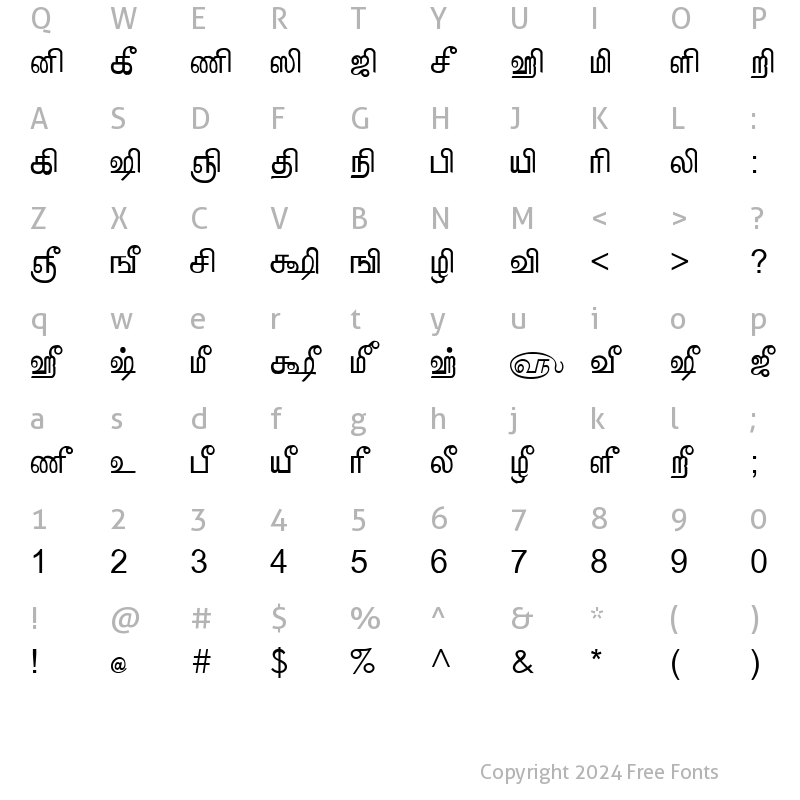 Character Map of Tam_Shakti_5 Bold