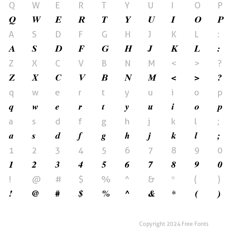 Character Map of Tamal Bold Italic