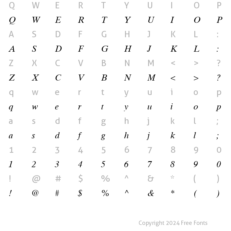 Character Map of Tamal Italic