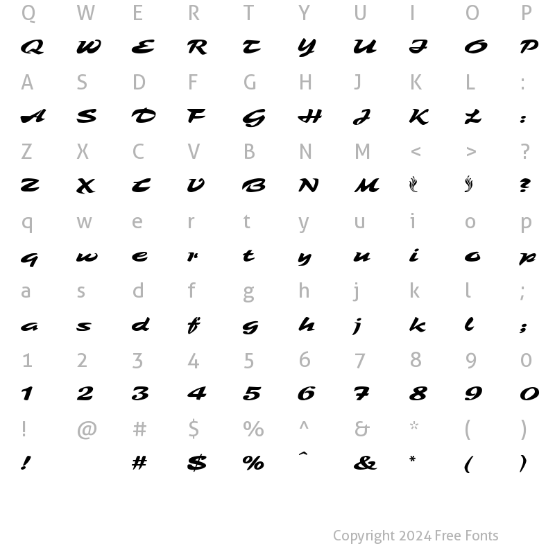 Character Map of Tambo Regular