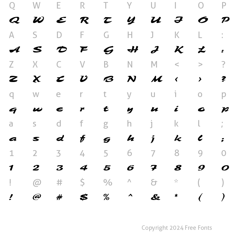 Character Map of Tambo Script MF Regular