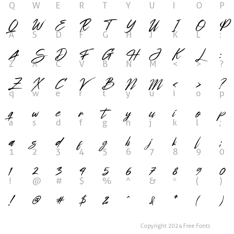 Character Map of Tametogde Italic