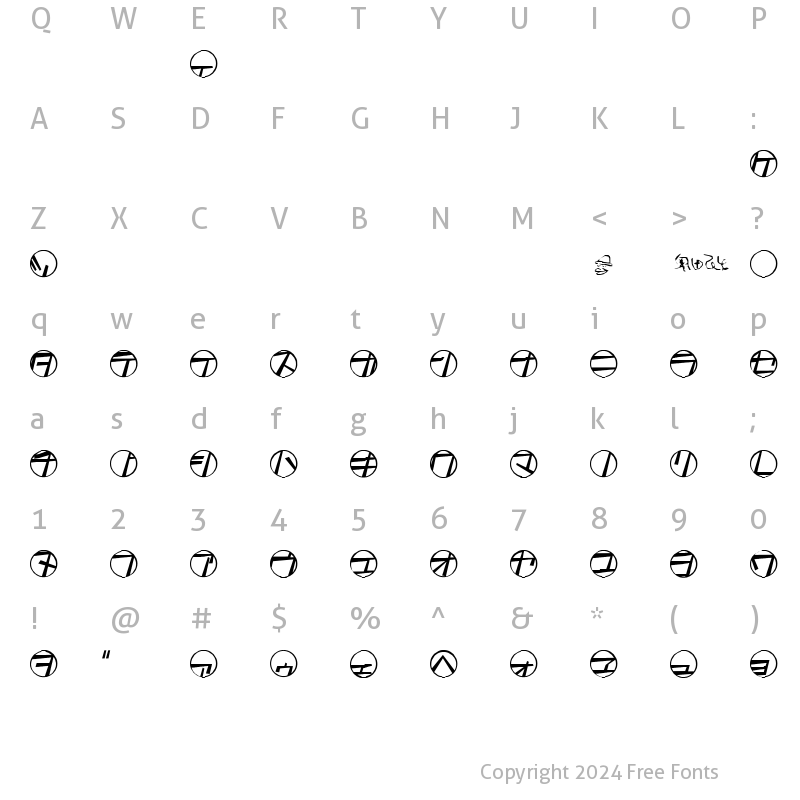 Character Map of tamio qn6 Regular