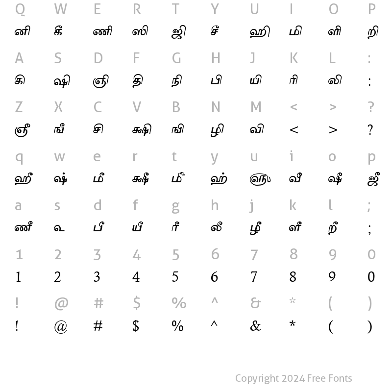 Character Map of TAMMaduram Normal