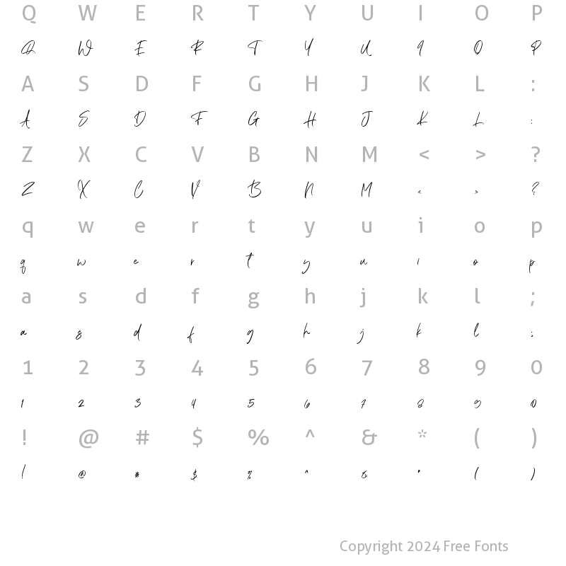 Character Map of Tangerang Regular