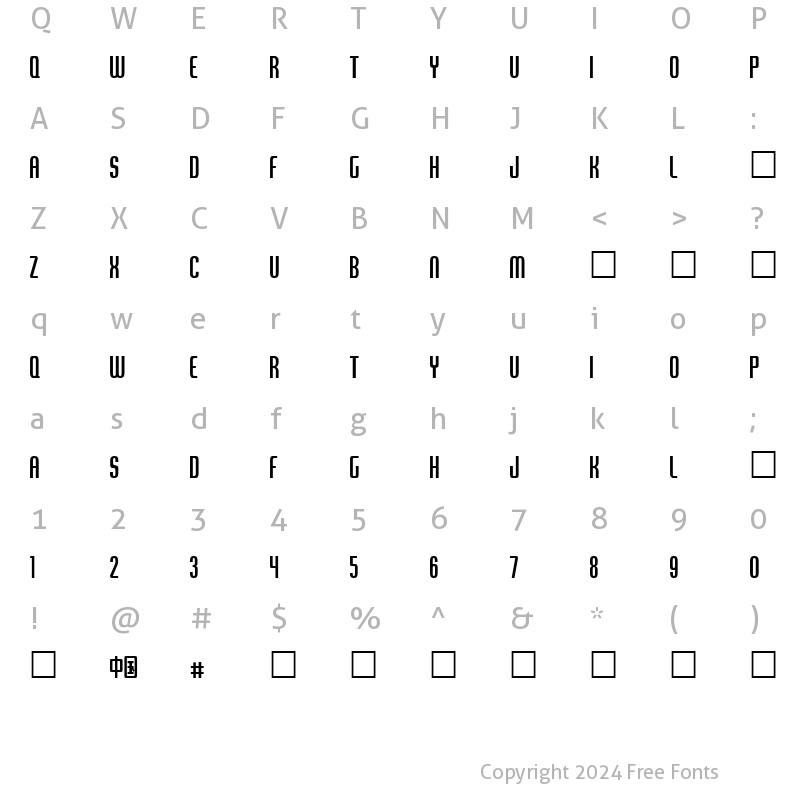 Character Map of Tangerine XCn Regular