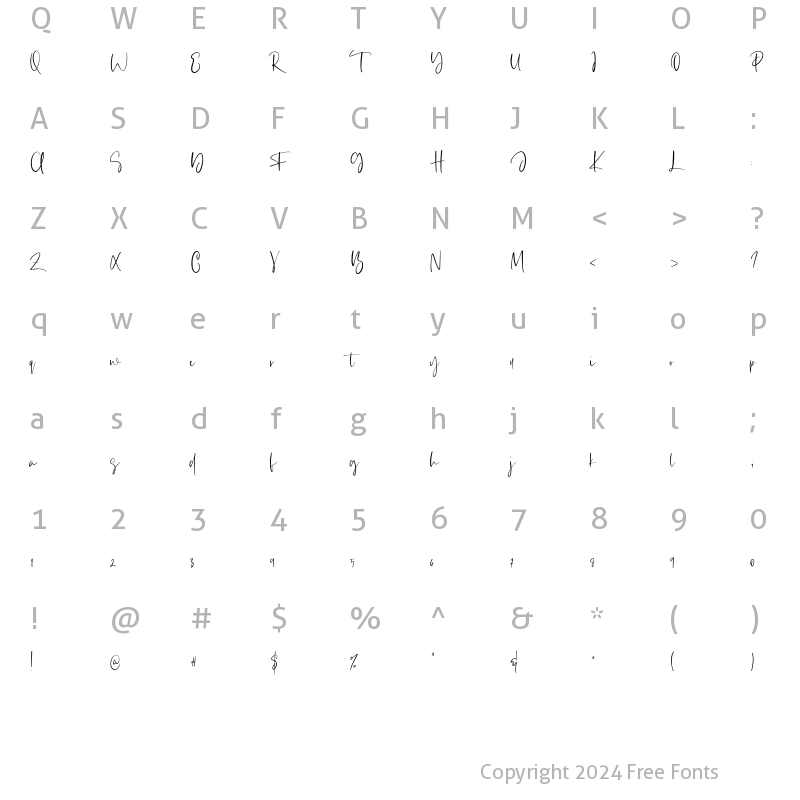 Character Map of Tangerines Regular