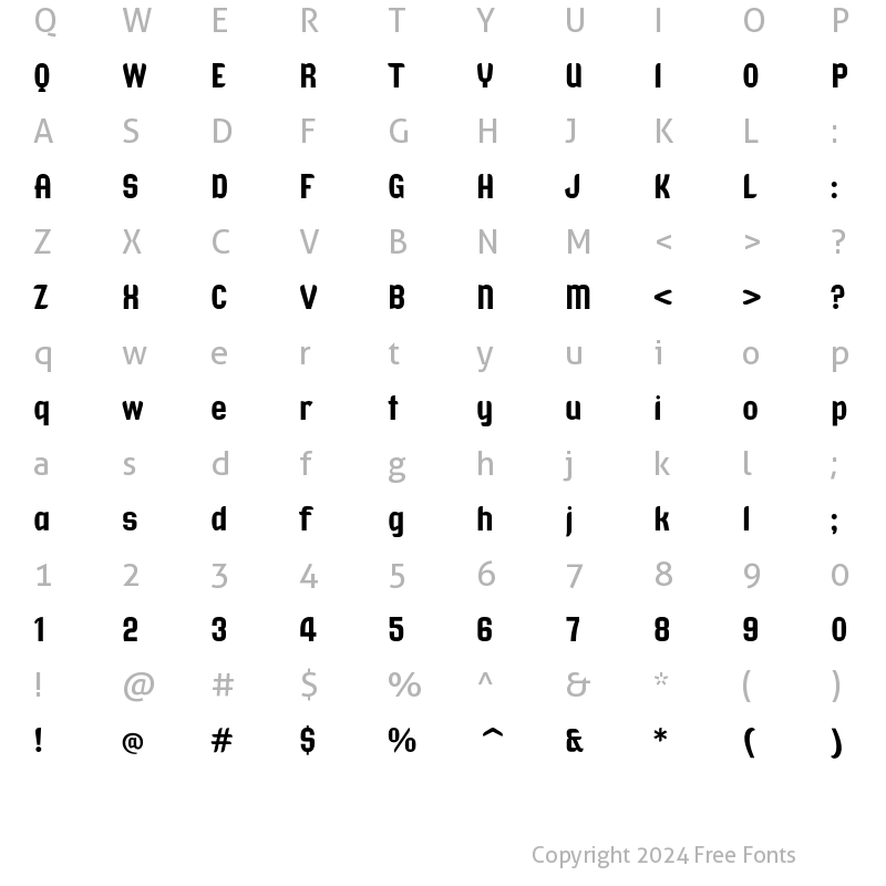 Character Map of TangientGD Regular