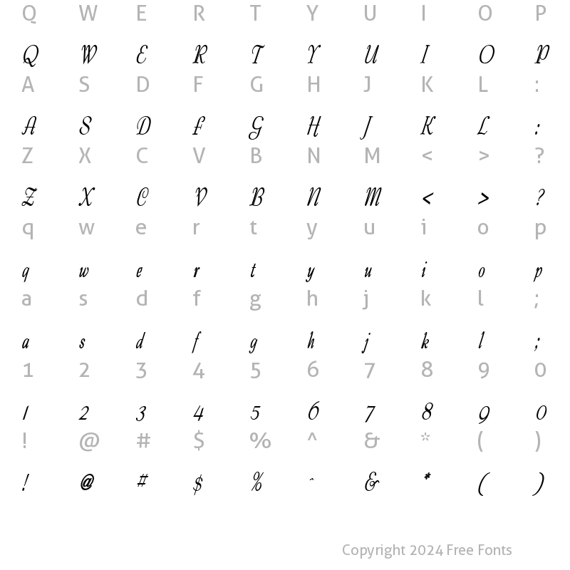 Character Map of Tango Condensed BoldItalic