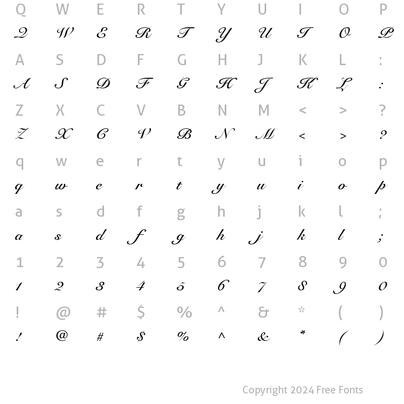 Character Map of Tango Script SSi Bold