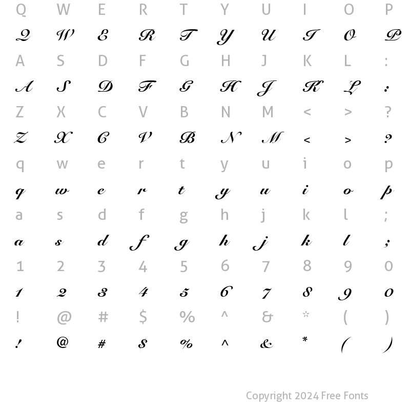 Character Map of TangoScriptBlackSSK Regular