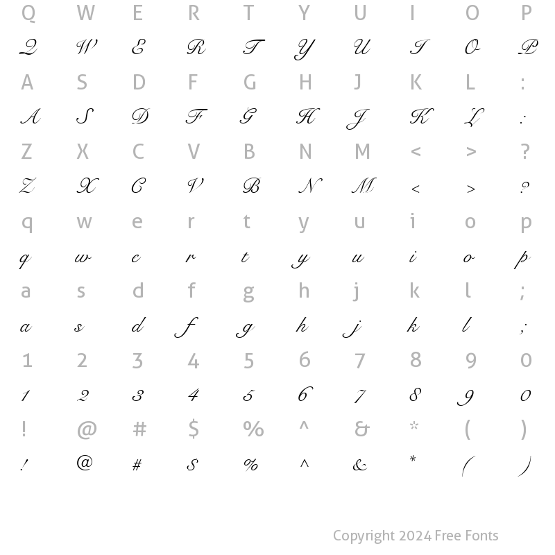 Character Map of TangoScriptSSK Regular