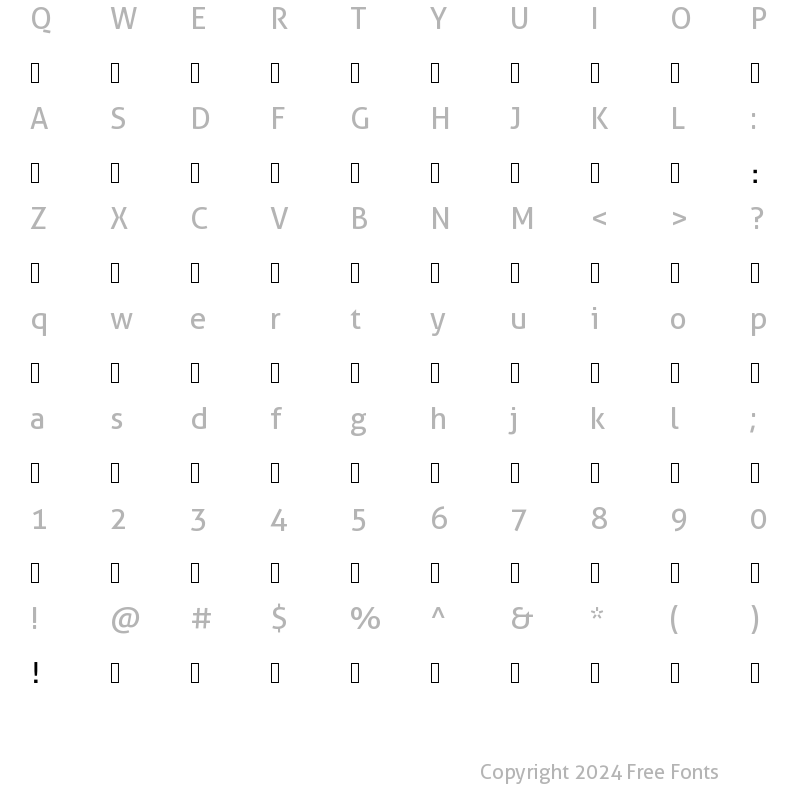 Character Map of Tanha Regular