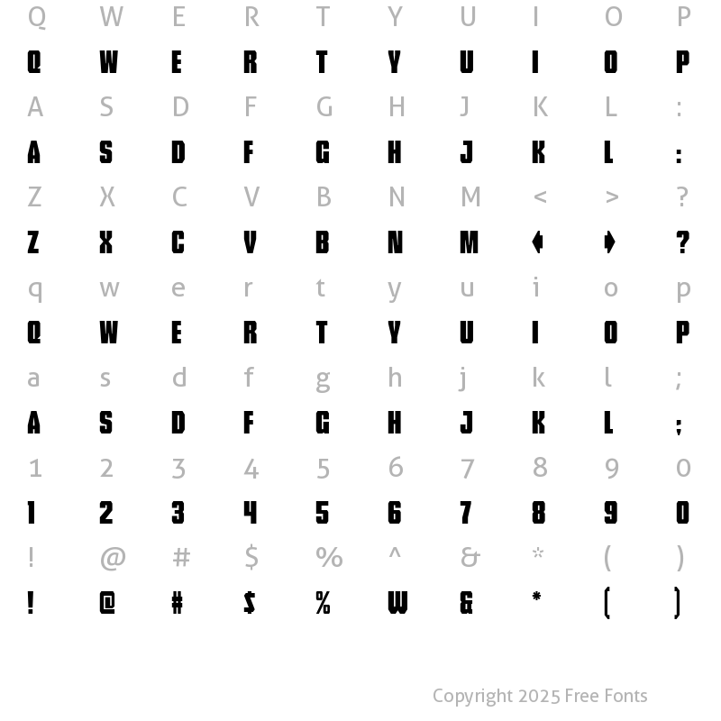 Character Map of Tank Lite