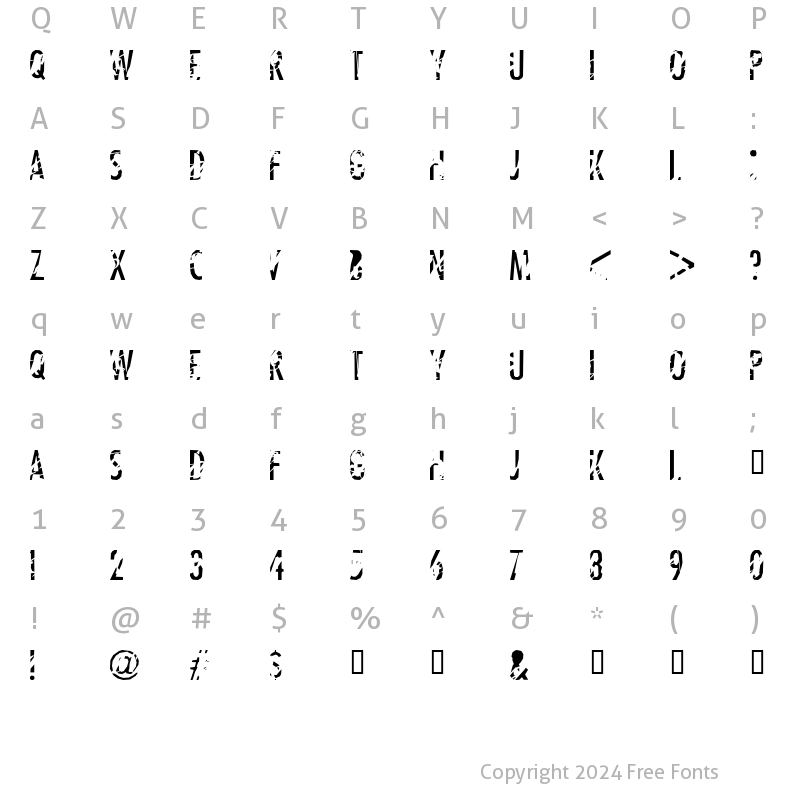 Character Map of Tanline Regular