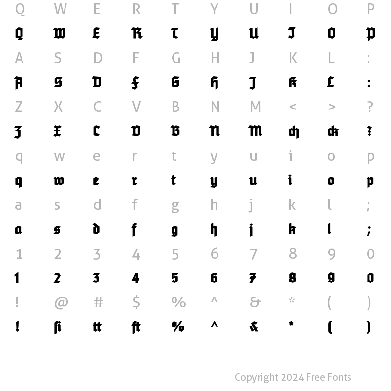 Character Map of Tannenberg Fett Regular