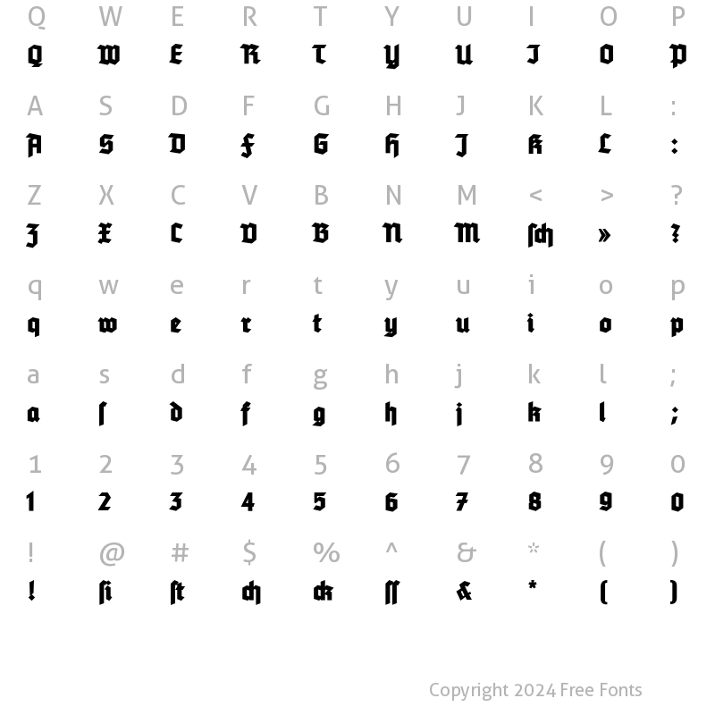 Character Map of Tannenberg Fett Roman