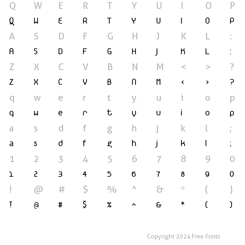 Character Map of TantalusAlternative Regular