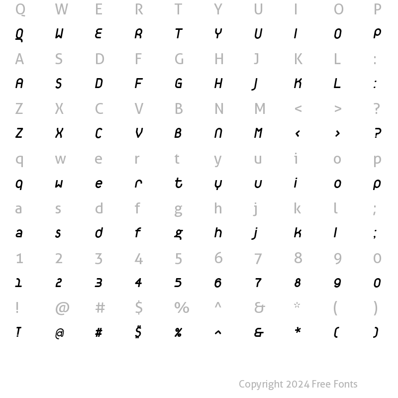 Character Map of TantalusAlternativeBoldItalic Regular