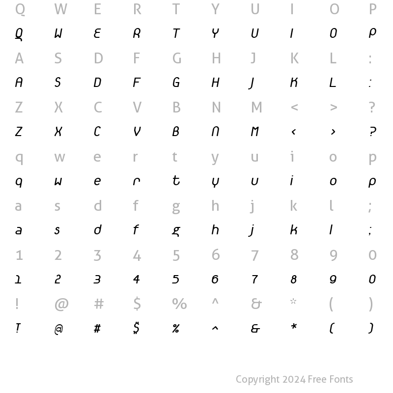 Character Map of TantalusAlternativeItalic Regular