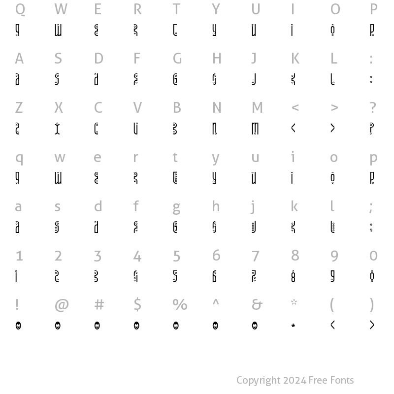 Character Map of Tantrum Tongue Regular