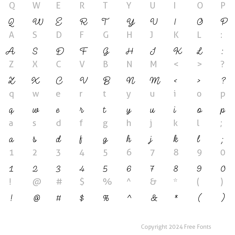 Character Map of Tapas Script