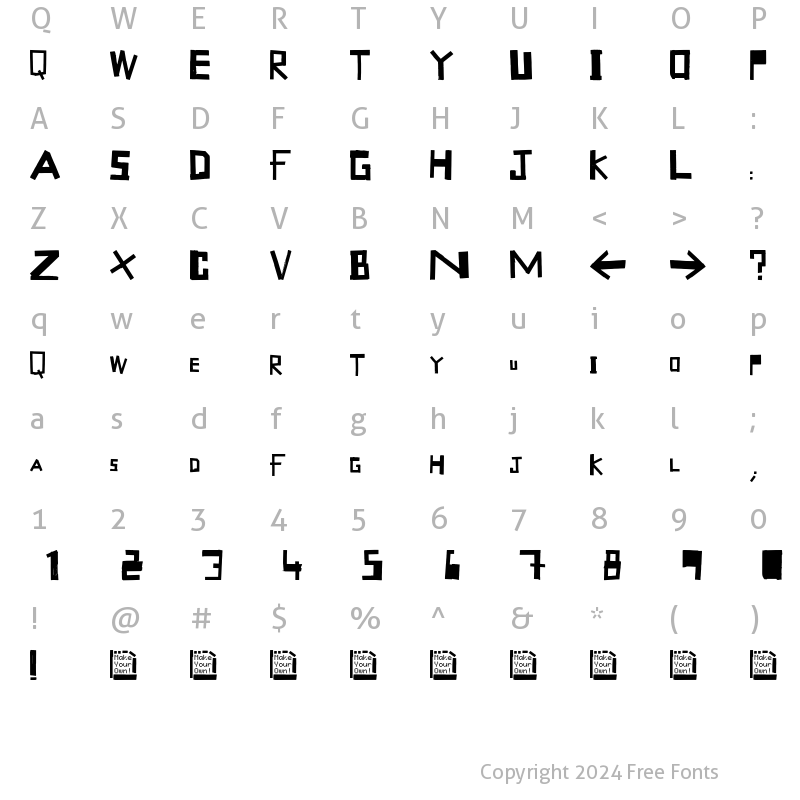 Character Map of TapeType Regular