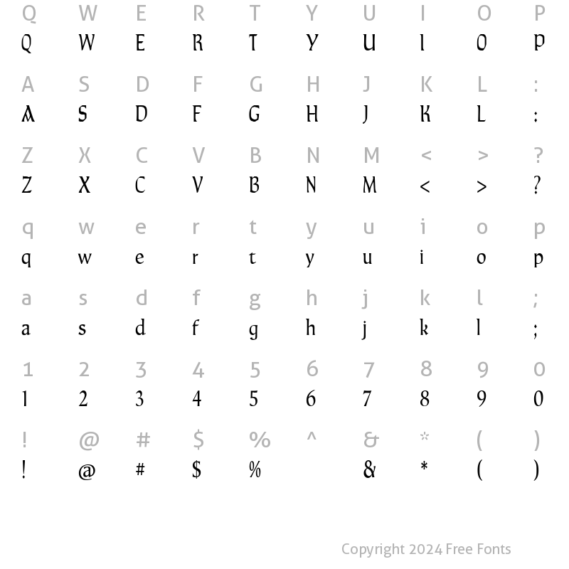 Character Map of TaraType Regular