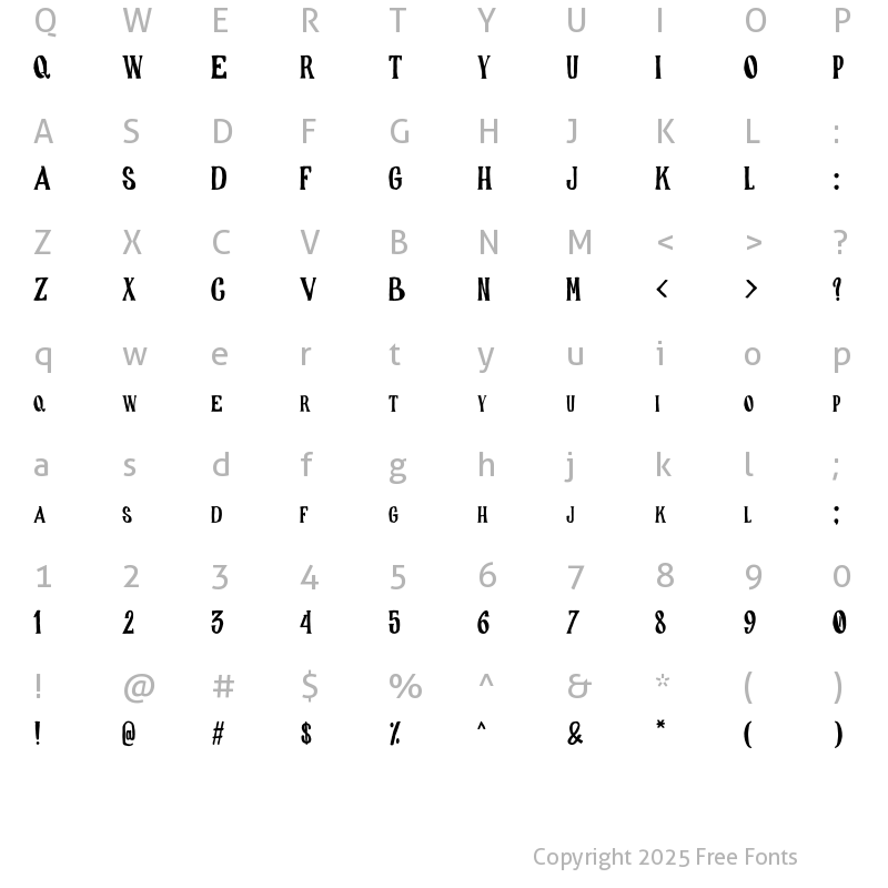 Character Map of Targarley Regular