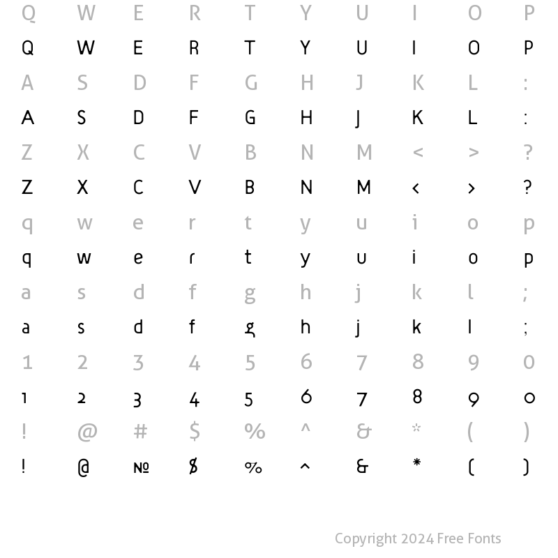 Character Map of TargetLight Regular