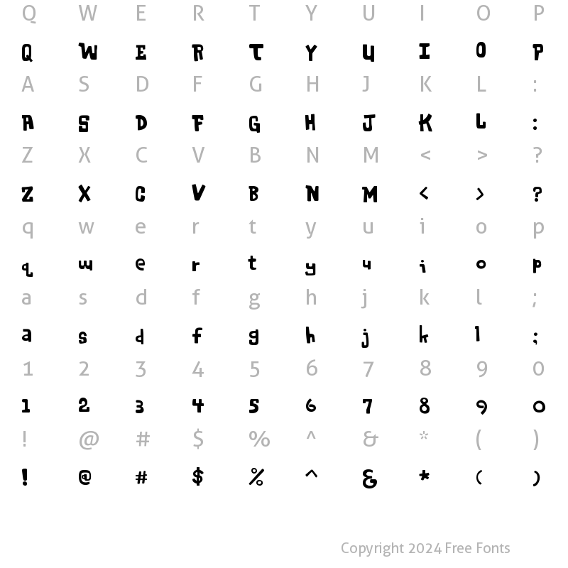 Character Map of Tarnation Regular