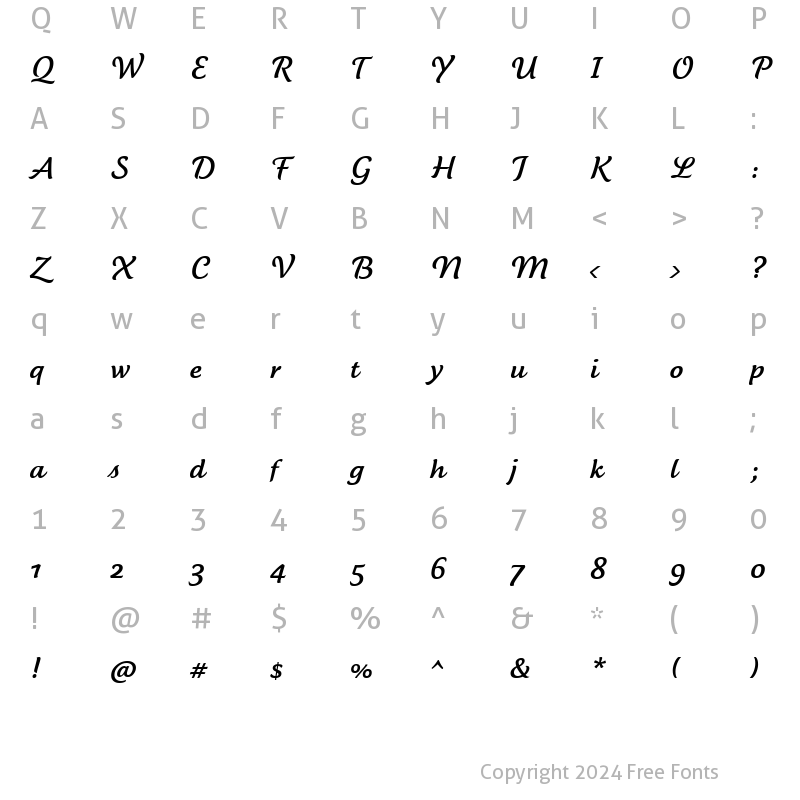 Character Map of Tartine Script Regular Regular