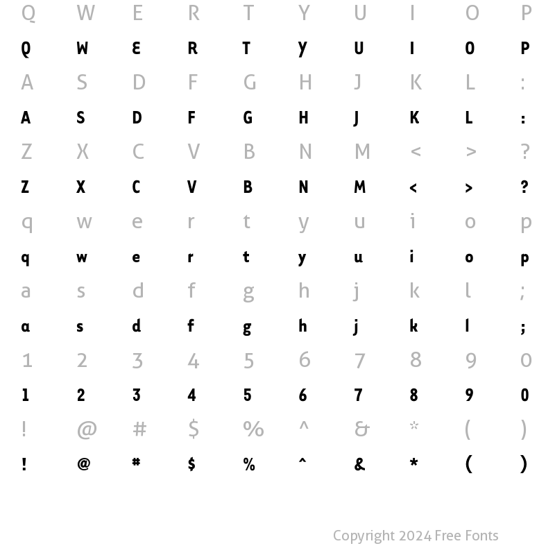 Character Map of TarzanaNarrow Bold