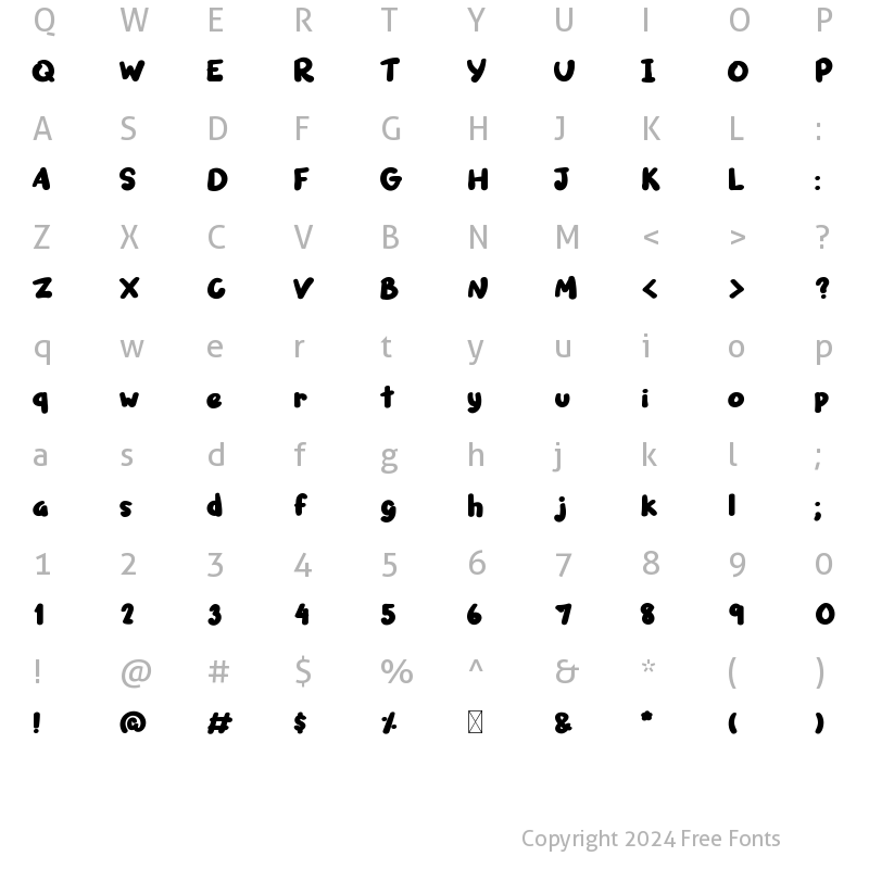 Character Map of Tashia Regular