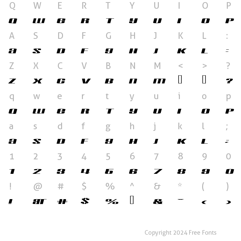 Character Map of Taskeksem inflamerat Regular