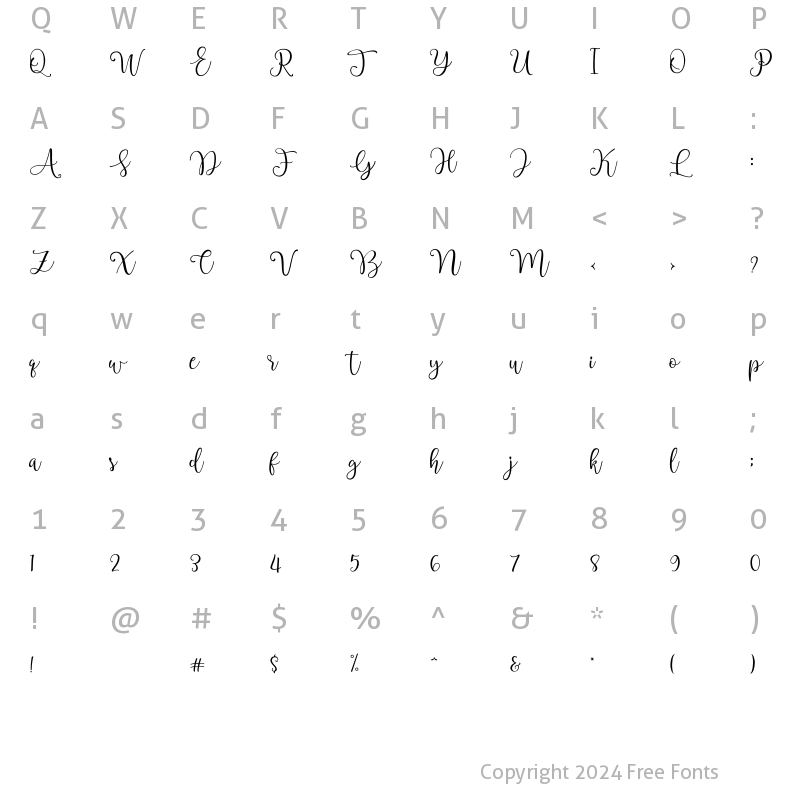 Character Map of Taslymah Regular