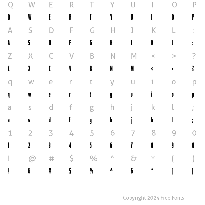 Character Map of Tasse Black Comp Regular