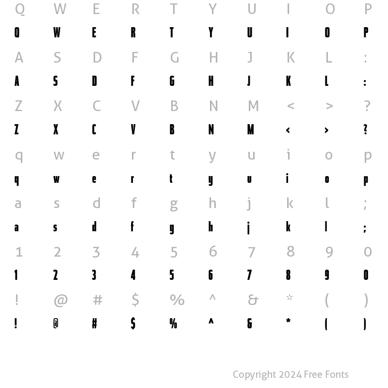 Character Map of Tasse Black Cond Regular