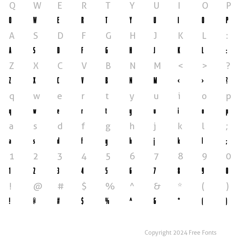 Character Map of Tasse Comp Bold