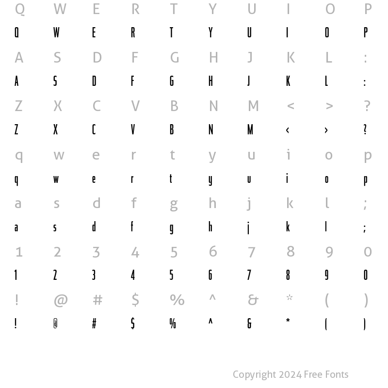 Character Map of Tasse Cond Regular