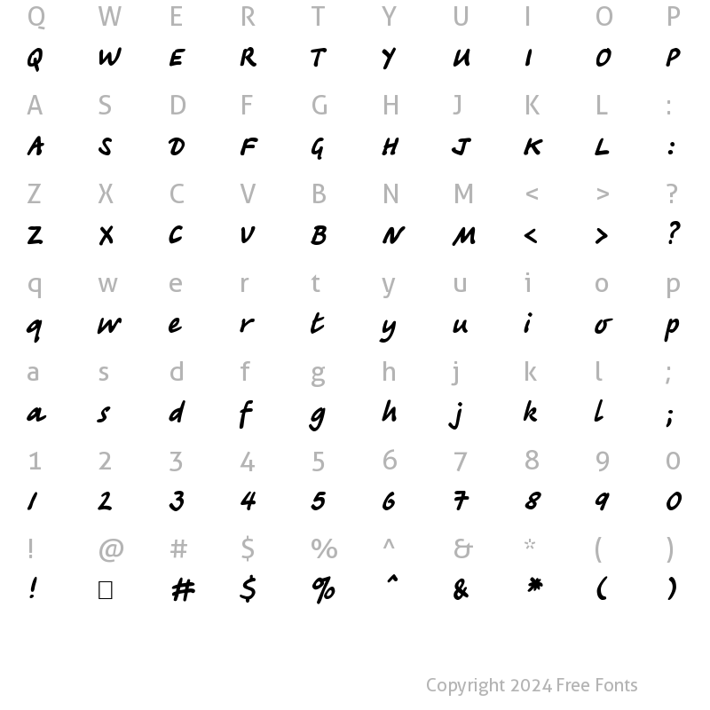 Character Map of TatianaCTT Normal