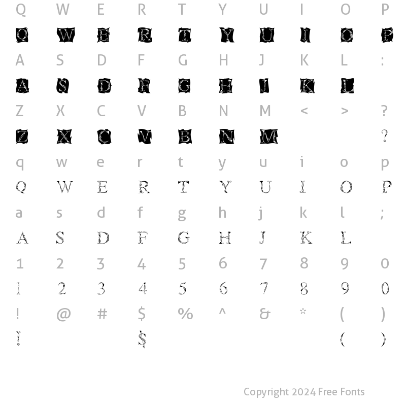 Character Map of Tatoo Regular