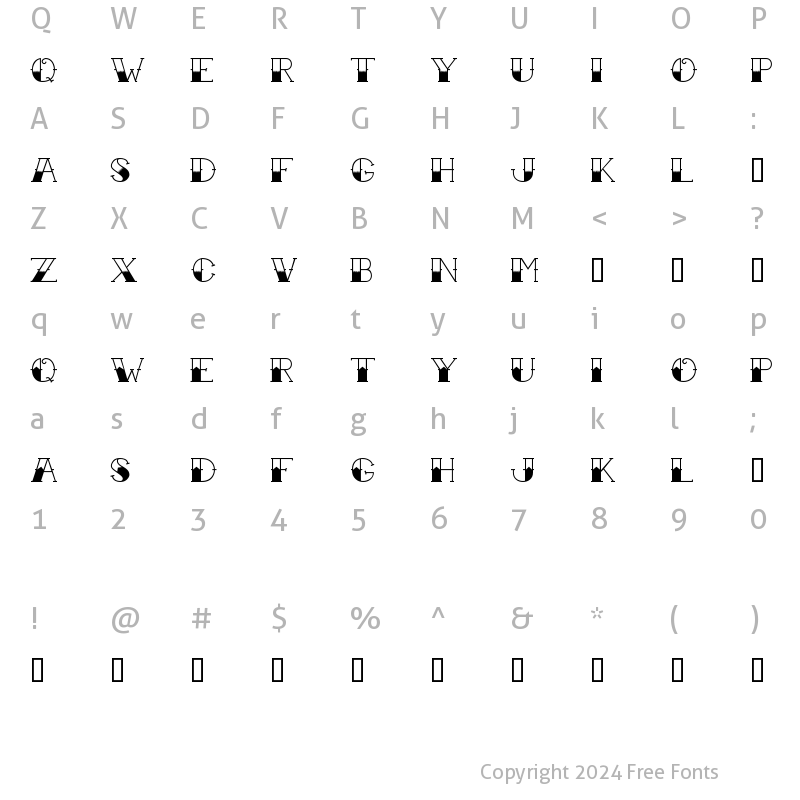 Character Map of Tattoo Ink Regular