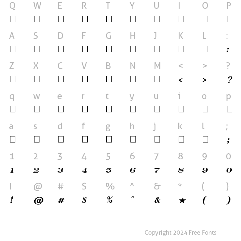 Character Map of TAU-Kabilar Italic