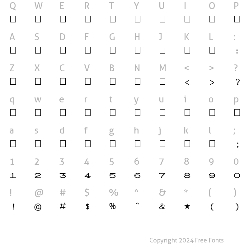 Character Map of TAU-Kaveri Bold