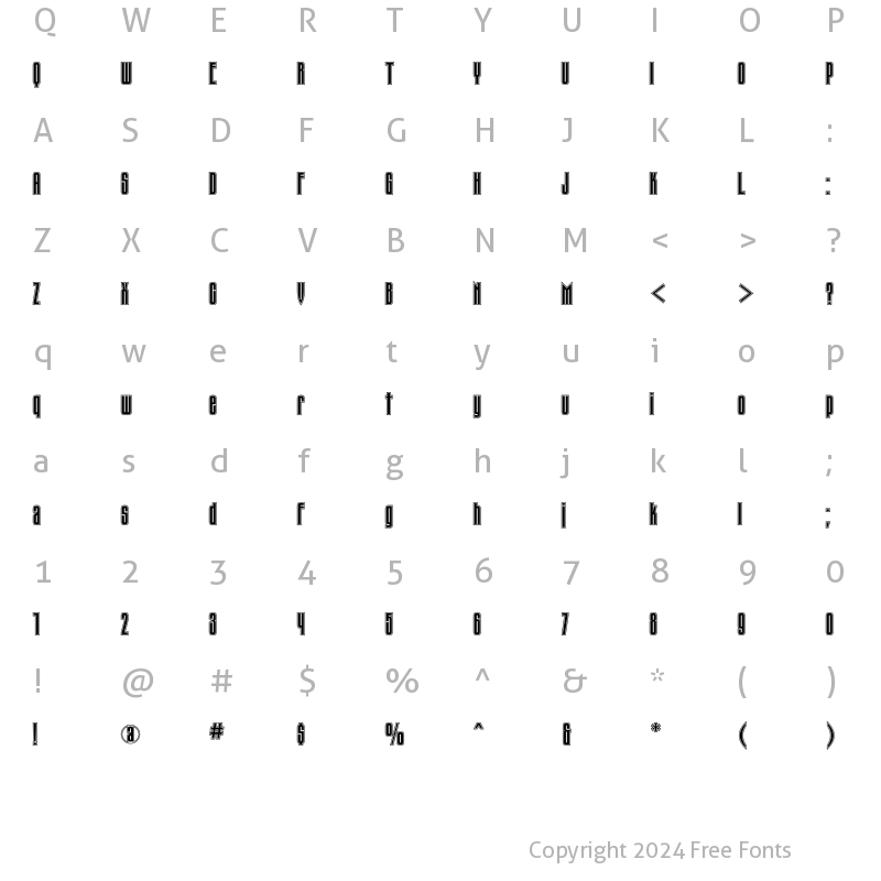 Character Map of TauernInlineCTT Regular