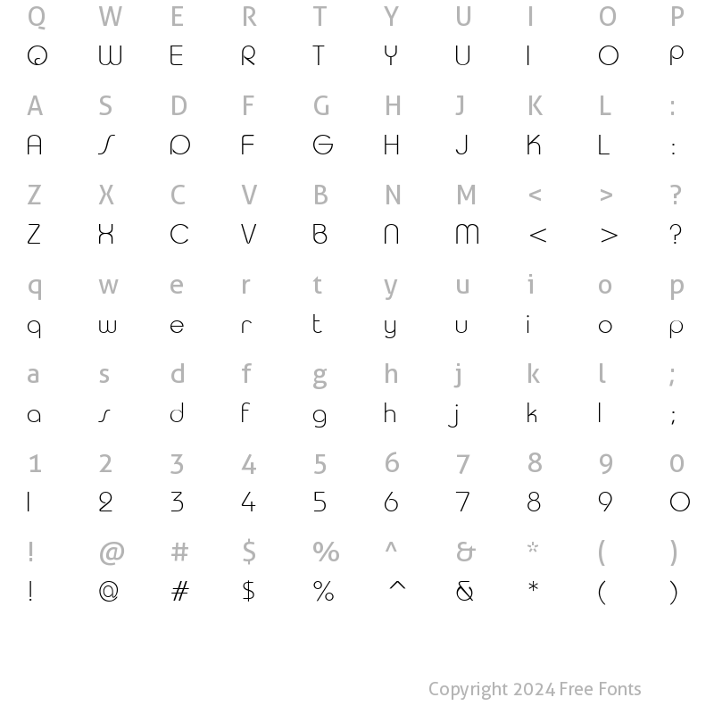 Character Map of TaurusLight Normal