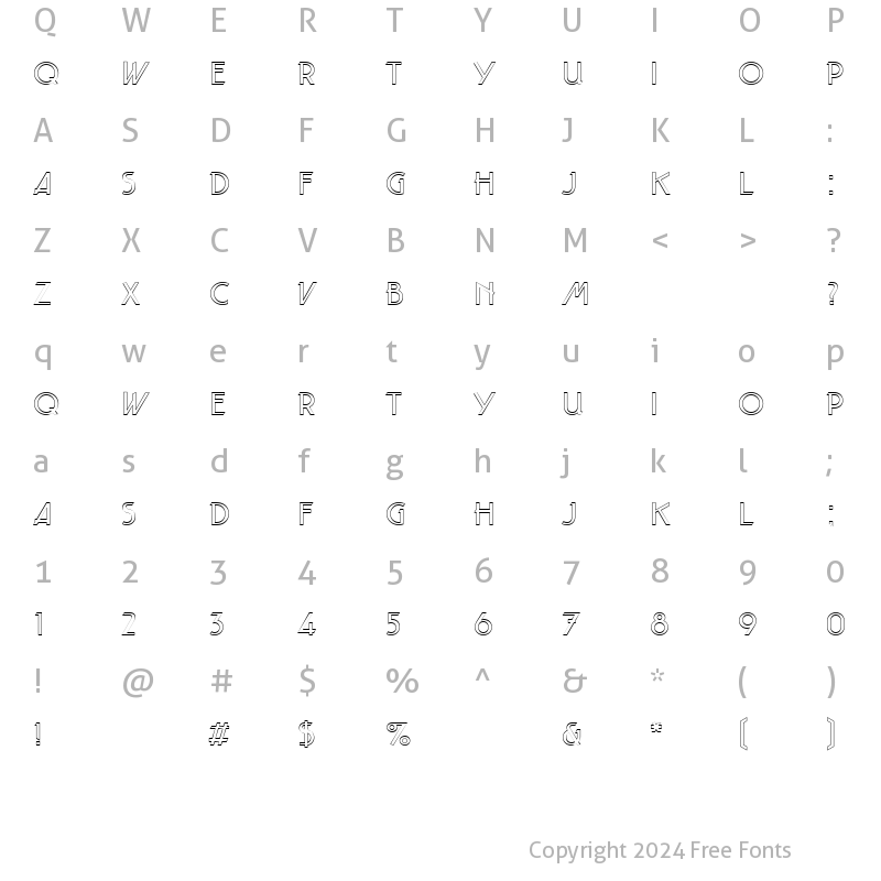 Character Map of Taut LT Outline Regular