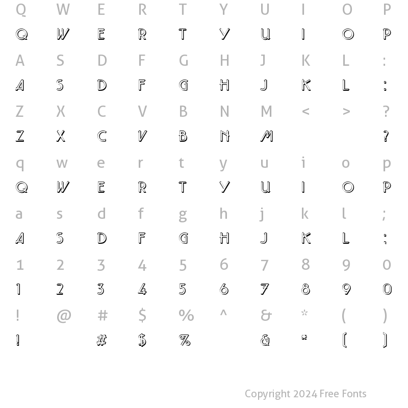 Character Map of Taut LT Shadow Regular