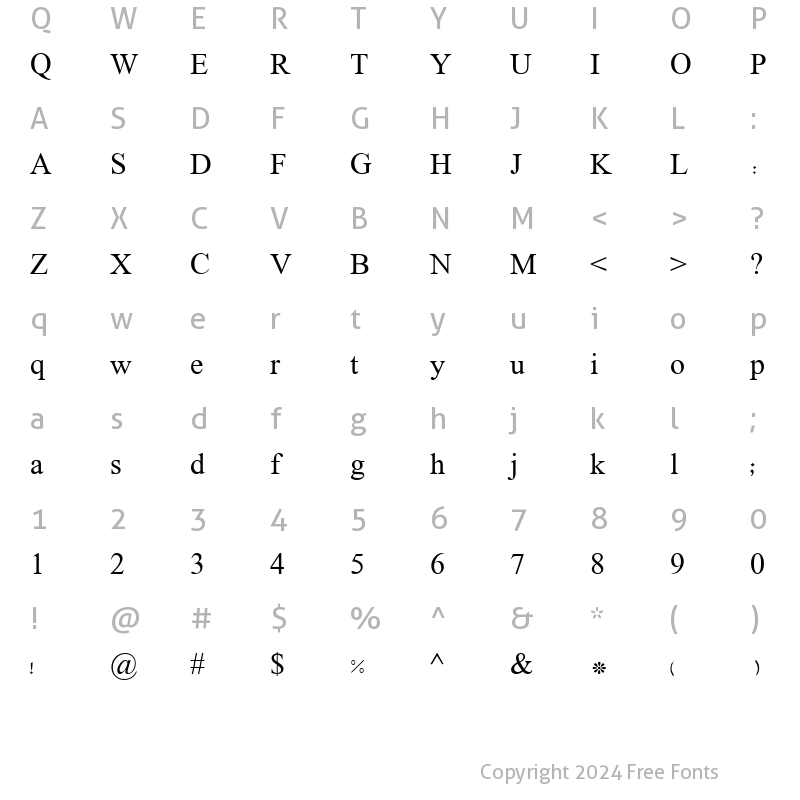 Character Map of Tawfigh Mazar Regular